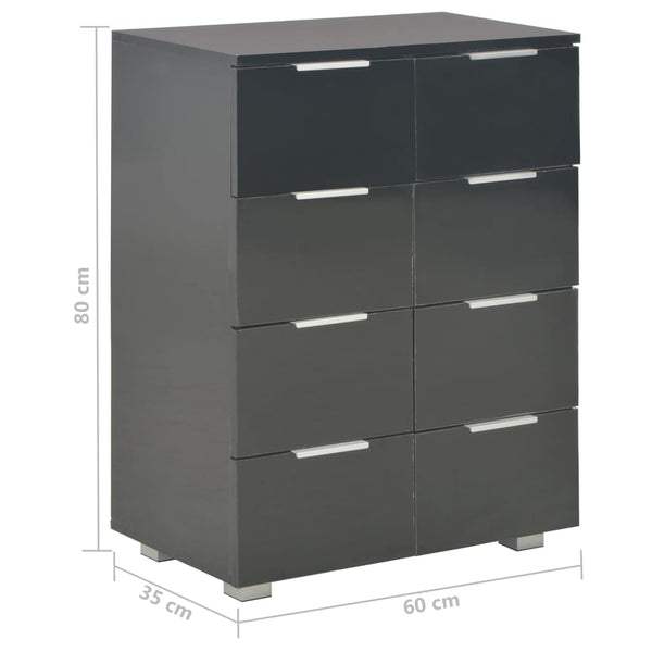 vidaXL High Gloss Black Sideboard 60x35x80 cm Engineered Wood