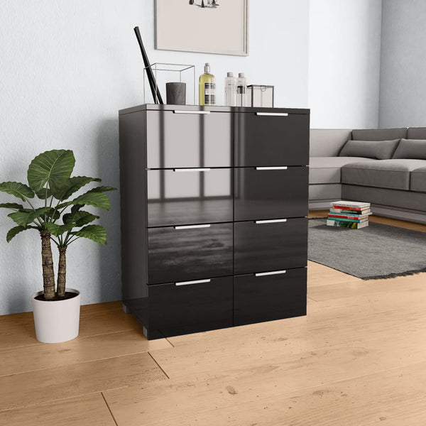 vidaXL High Gloss Black Sideboard 60x35x80 cm Engineered Wood