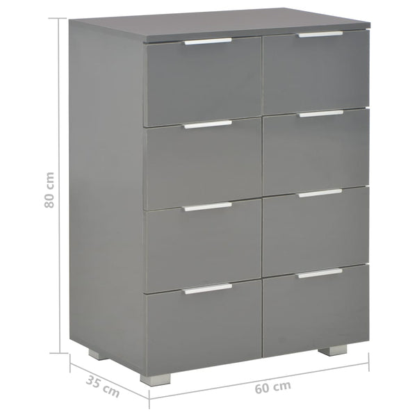 vidaXL Sideboard High Gloss Grey 60x35x80 cm Engineered Wood