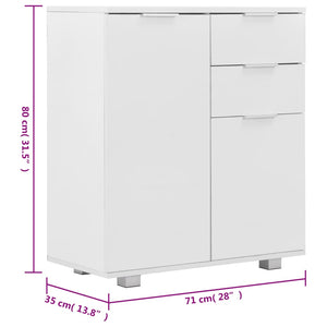 vidaXL High-Gloss White Sideboard 71x35x80 cm Engineered Wood