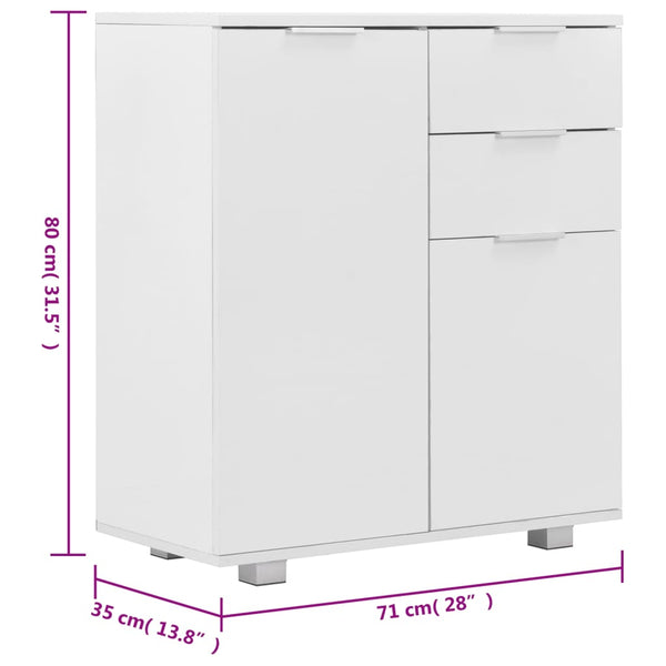 vidaXL High-Gloss White Sideboard 71x35x80 cm Engineered Wood