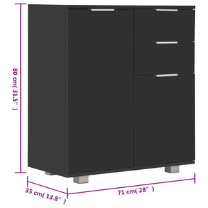 vidaXL Sideboard High Gloss Black 71x35x80 cm Engineered Wood