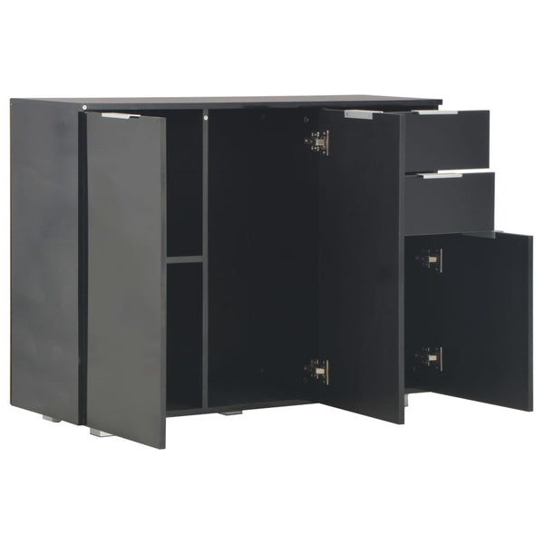 vidaXL High-Gloss Black Sideboard 107x35x80.5 cm