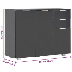 vidaXL High-Gloss Black Sideboard 107x35x80.5 cm