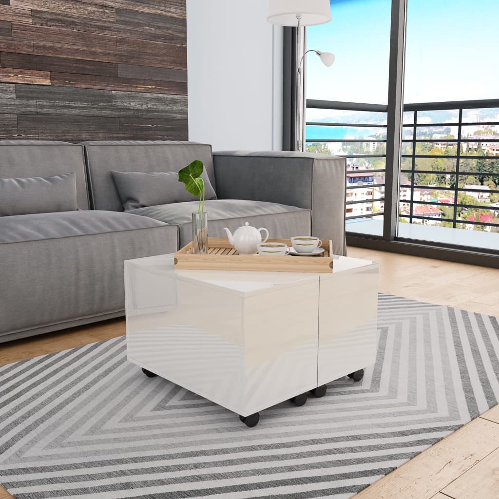 vidaXL Coffee Table High-Gloss White 60x60x35 cm Chipboard
