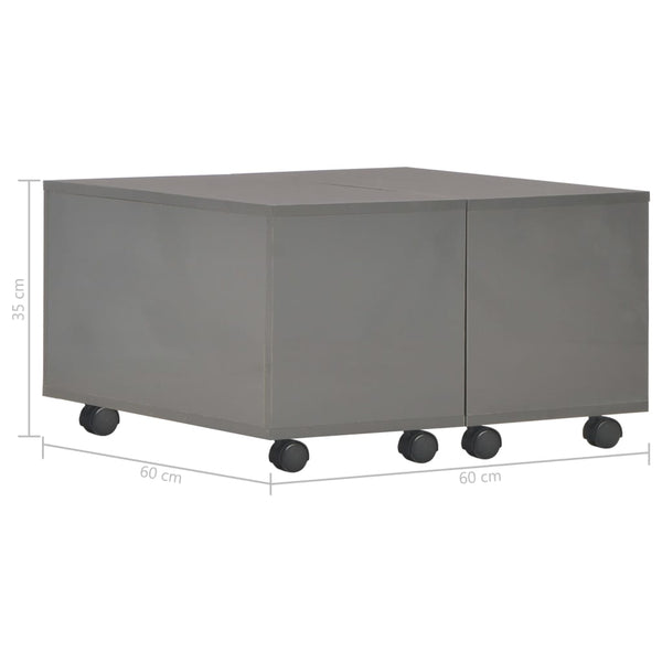 vidaXL Coffee Table High Gloss Grey 60x60x35 cm Chipboard