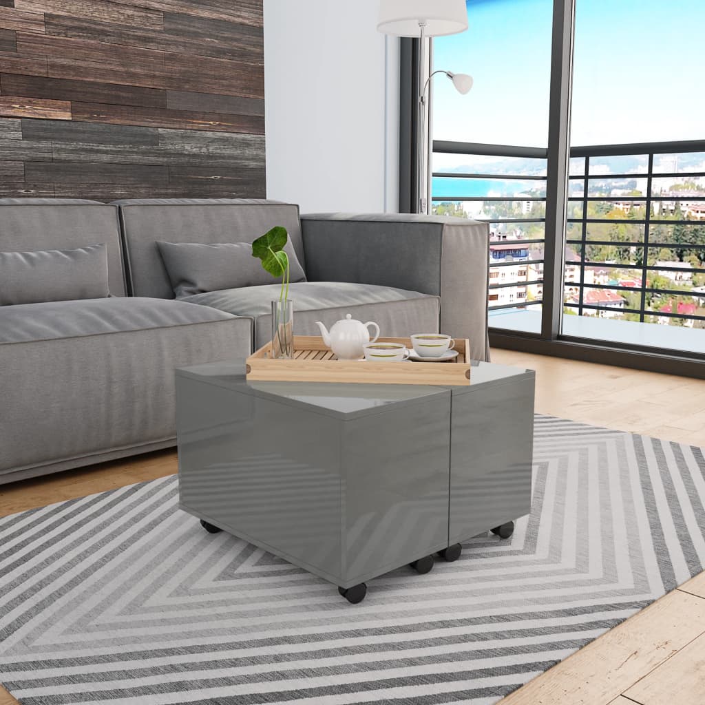 vidaXL Coffee Table High Gloss Grey 60x60x35 cm Chipboard