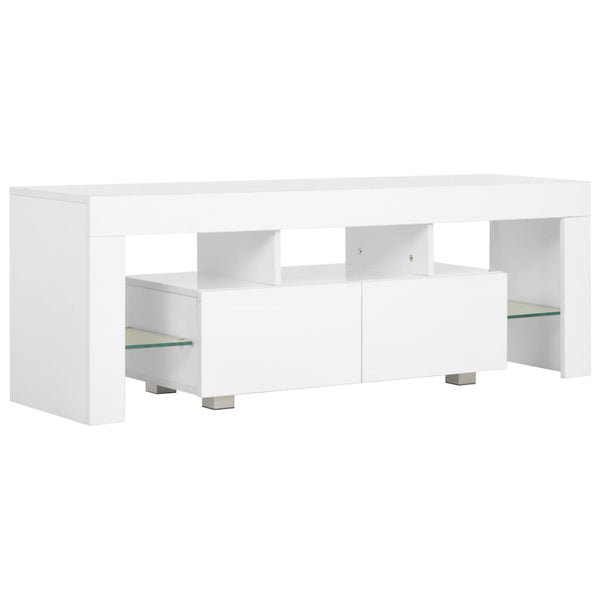vidaXL TV Cabinet with LED Lights High-Gloss White 130x35x45 cm