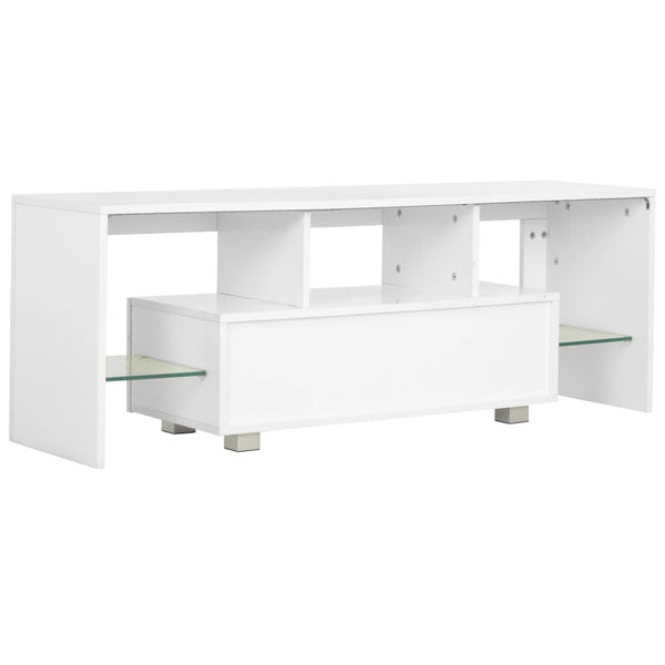 vidaXL TV Cabinet with LED Lights High-Gloss White 130x35x45 cm