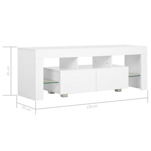 vidaXL TV Cabinet with LED Lights High-Gloss White 130x35x45 cm