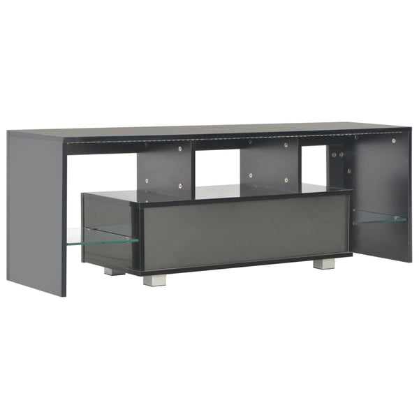 vidaXL TV Cabinet with LED Lights High Gloss Black 130x35x45 cm