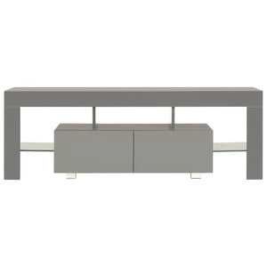 vidaXL TV Cabinet with LED Lights High Gloss Grey 130x35x45 cm