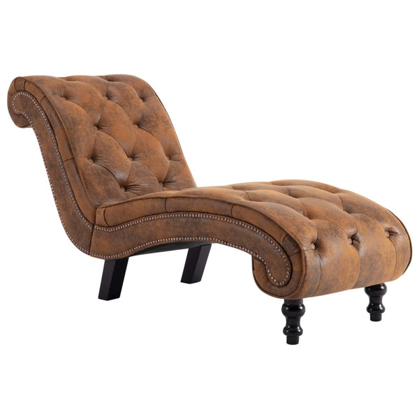 vidaXL Chaise Lounge Brown Suede Look