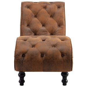 vidaXL Chaise Lounge Brown Suede Look