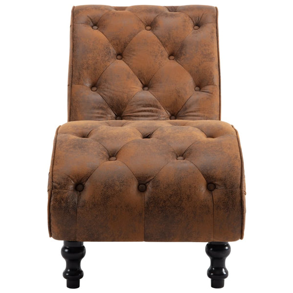 vidaXL Chaise Lounge Brown Suede Look