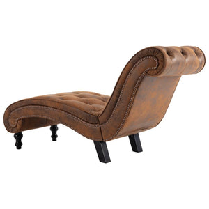 vidaXL Chaise Lounge Brown Suede Look