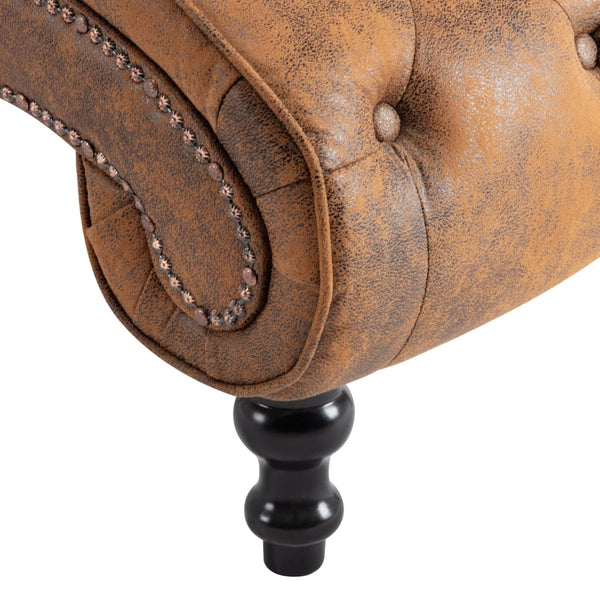 vidaXL Chaise Lounge Brown Suede Look
