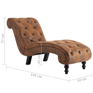 vidaXL Chaise Lounge Brown Suede Look