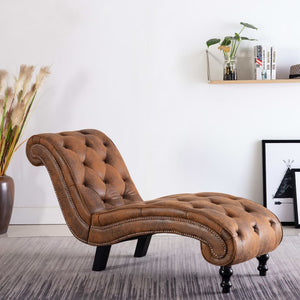 vidaXL Chaise Lounge Brown Suede Look