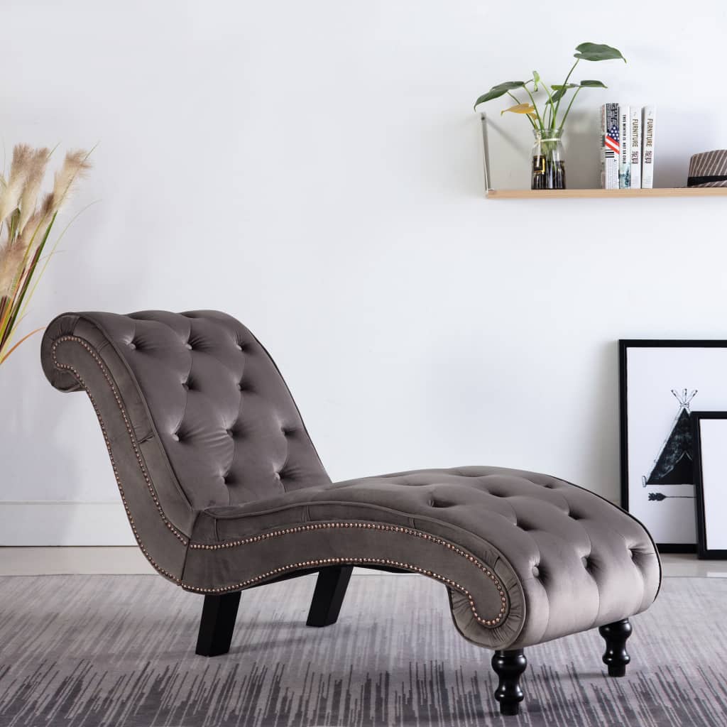 vidaXL Chaise Lounge Grey Velvet