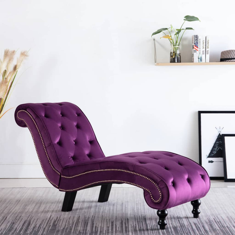 vidaXL Chaise Lounge Purple Velvet