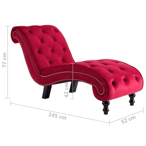 vidaXL Chaise Lounge Red Velvet