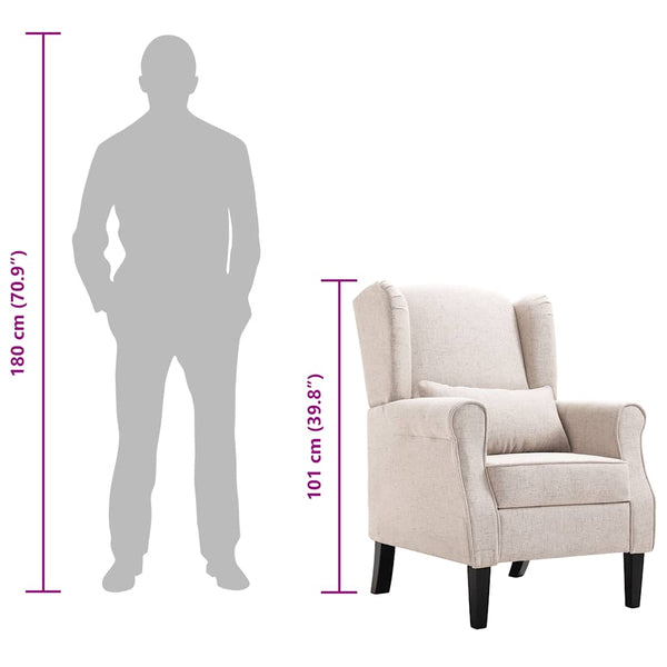 vidaXL Armchair Beige Fabric