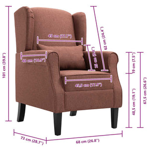 vidaXL Armchair Brown Fabric