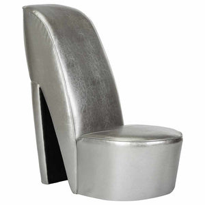 vidaXL Silver High Heel Shoe Chair Faux Leather