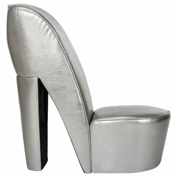 vidaXL Silver High Heel Shoe Chair Faux Leather