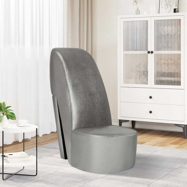 vidaXL Silver High Heel Shoe Chair Faux Leather