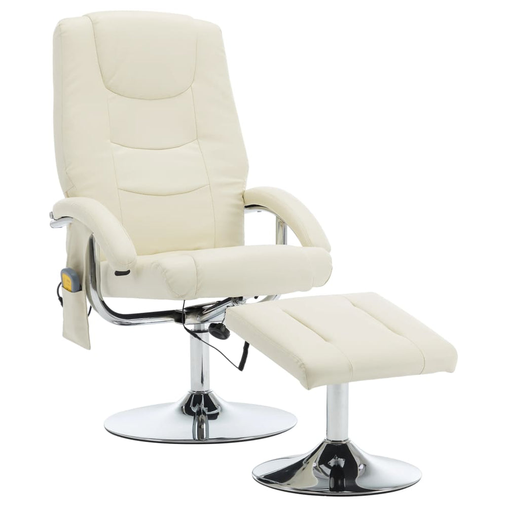 vidaXL Massage Armchair with Footrest Cream Faux Leather