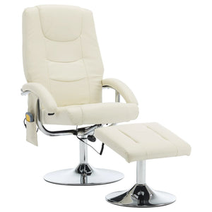 vidaXL Massage Armchair with Footrest Cream Faux Leather