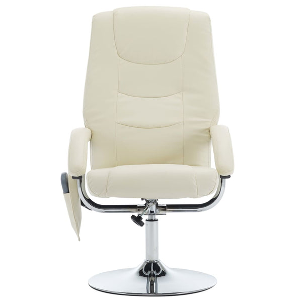 vidaXL Massage Armchair with Footrest Cream Faux Leather