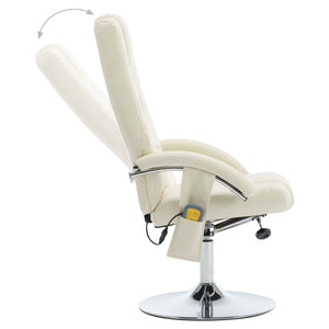 vidaXL Massage Armchair with Footrest Cream Faux Leather