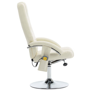 vidaXL Massage Armchair with Footrest Cream Faux Leather
