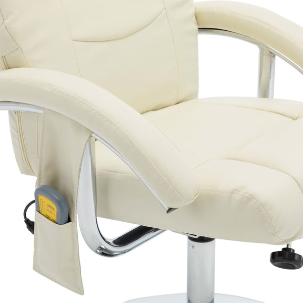 vidaXL Massage Armchair with Footrest Cream Faux Leather