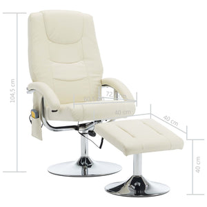 vidaXL Massage Armchair with Footrest Cream Faux Leather