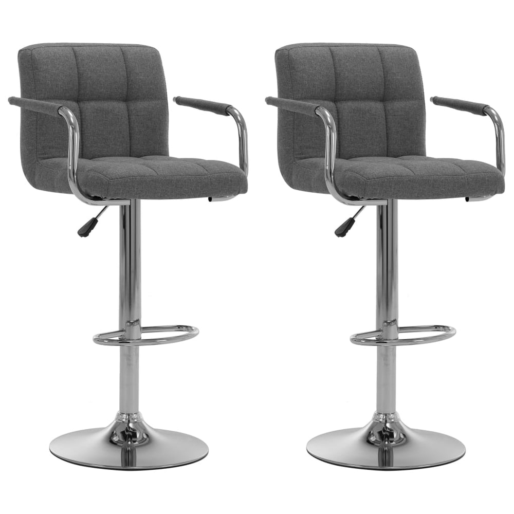 vidaXL Bar Stools 2 pcs Light Gray Fabric