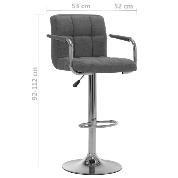 vidaXL Bar Stools 2 pcs Light Gray Fabric