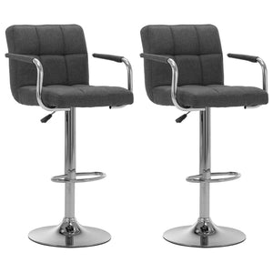 vidaXL Bar Stools 2 pcs. Dark Grey Fabric