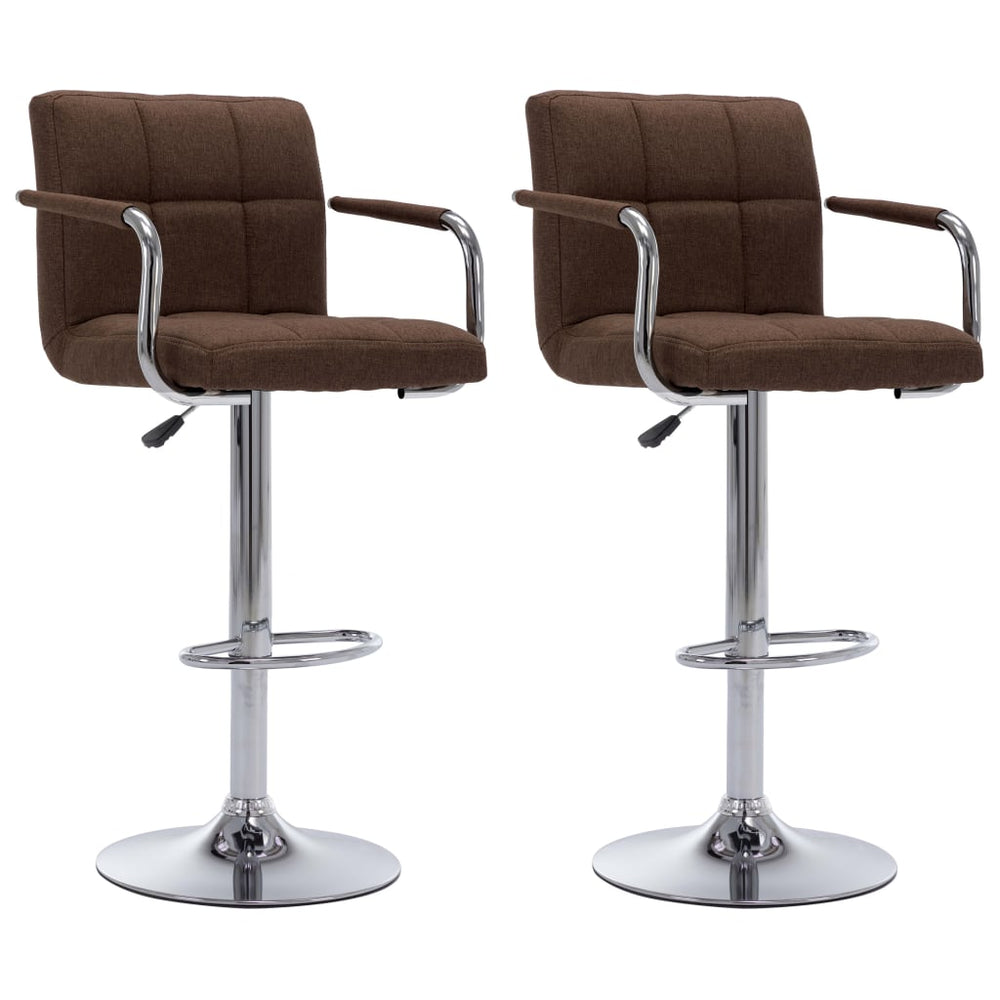 vidaXL Bar Stools 2 pcs Brown Fabric