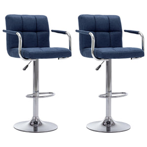 vidaXL Bar Stools 2 pcs Blue Fabric