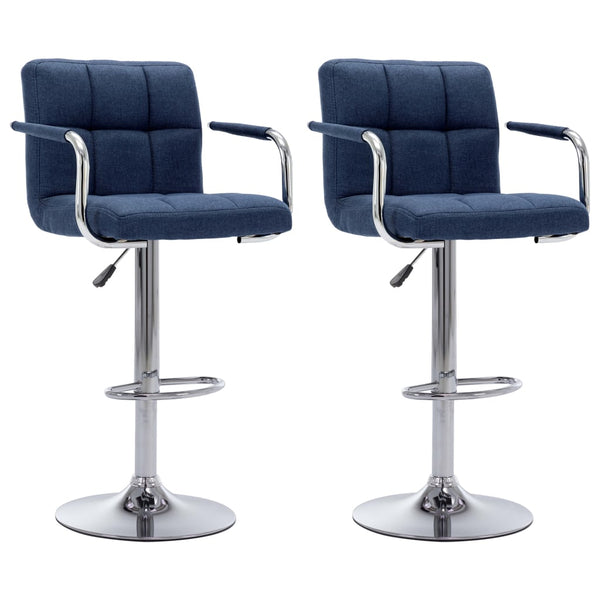 vidaXL Bar Stools 2 pcs Blue Fabric