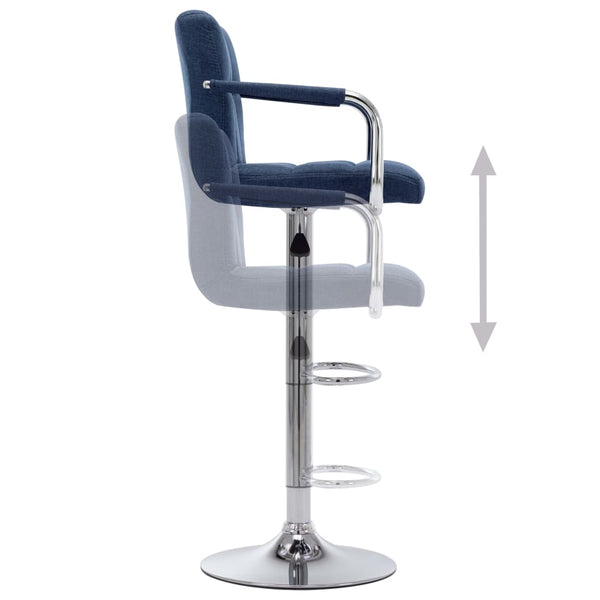 vidaXL Bar Stools 2 pcs Blue Fabric