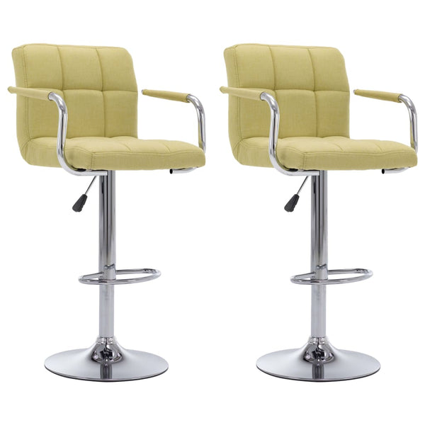 vidaXL Bar Stools 2 pcs Green Fabric
