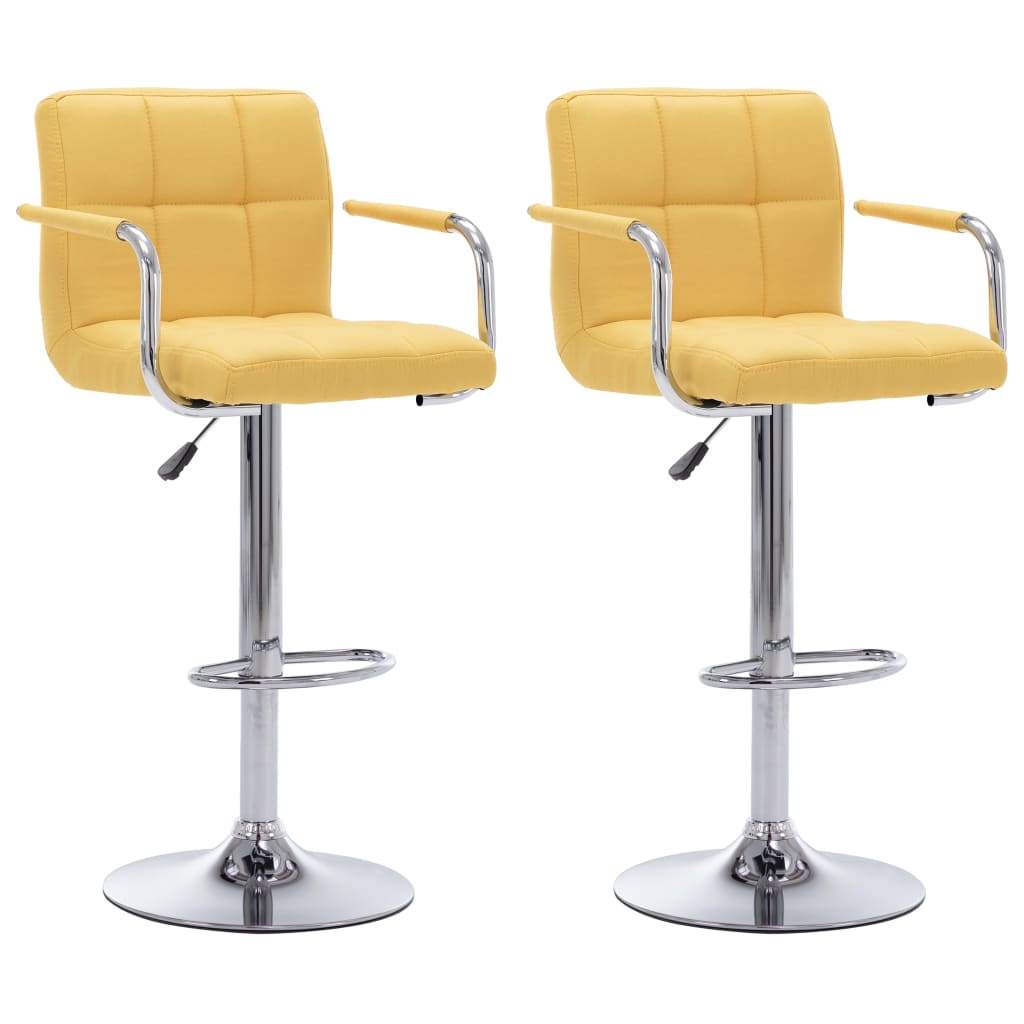 vidaXL Bar Stools 2 pcs Yellow Fabric