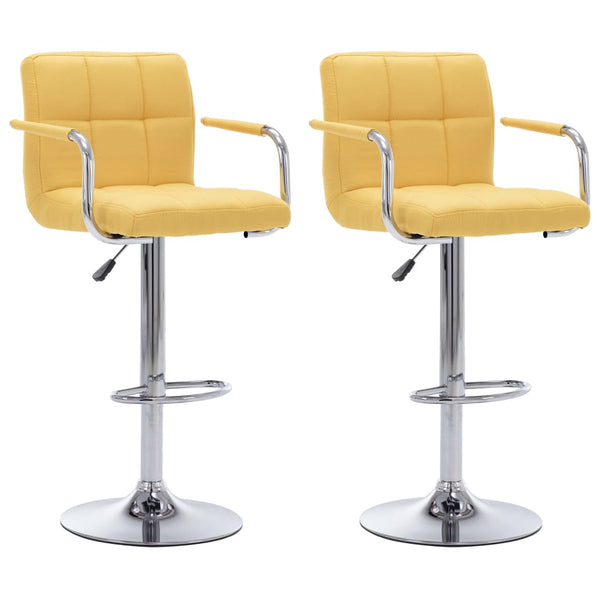 vidaXL Bar Stools 2 pcs Yellow Fabric