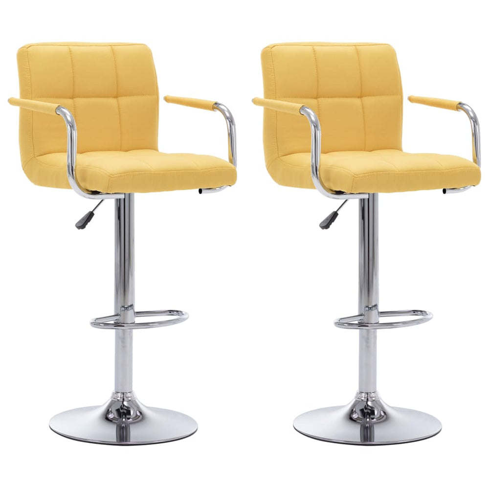vidaXL Bar Stools 2 pcs Yellow Fabric