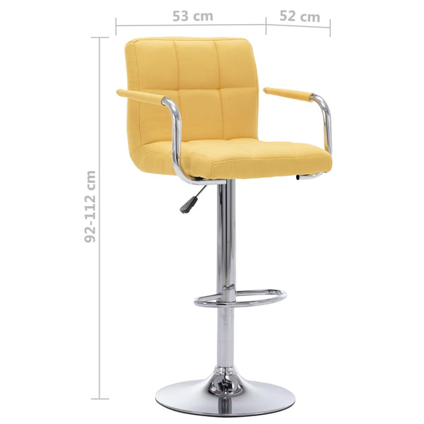 vidaXL Bar Stools 2 pcs Yellow Fabric